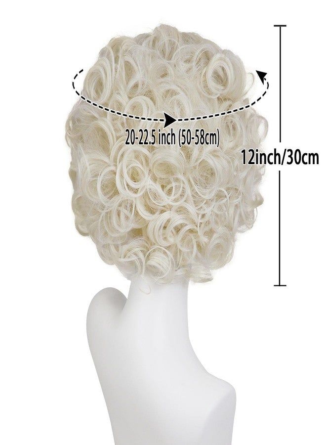 GNIMEGIL Light Blonde Curly Wigs for Women 1920s Vintage Hairstyle Wig with Side Bangs Halloween Costume for Woman Synthetic Hair - Image 2